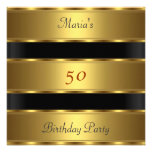 50th birthday Party Gold Black Invite