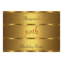 50th birthday Party Gold Personalized Announcements
