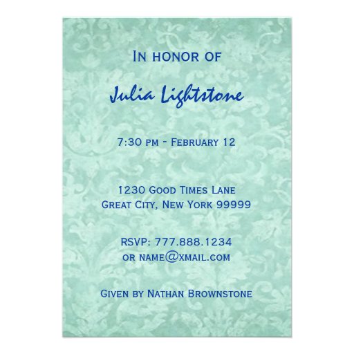 50th Birthday Party Green and Blue Bow W1469 Cards