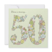 50th Birthday Party Green Blooms Custom Invitation