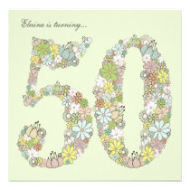 50th Birthday Party Green Blooms Custom Invitation