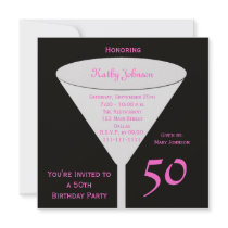 50th Birthday Party Invitation -- 50 in Pink