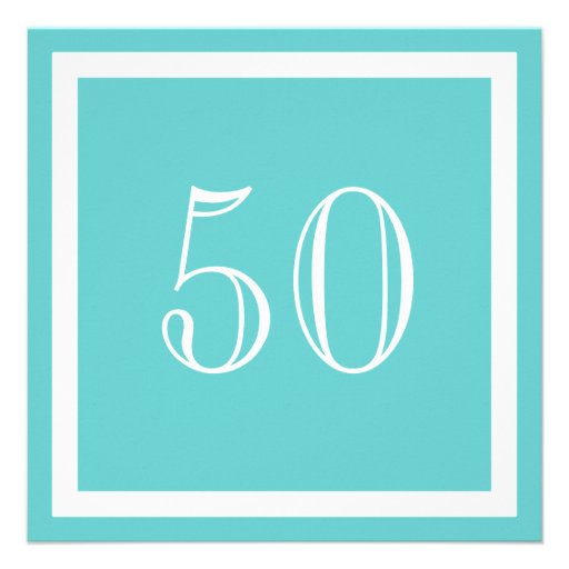 50th Birthday Party Invitation - Aqua