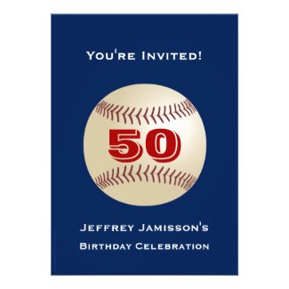 50th Birthday Party Invitation Baseball