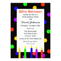 50th Birthday Party Invitation -- Candles and Dots