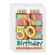 50th Birthday Party Invitation Candles & Gifts invitation
