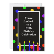 50th Birthday Party Invitation -- Colorful Candles invitation