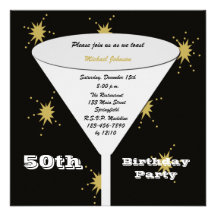 50th BIrthday Party Invitation -- Gold 50th Toast