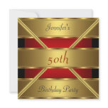50th birthday Party Invitation Gold Red