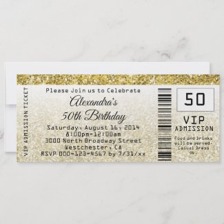 Surprise 50th Birthday Party Invitations on 50th Birthday Party Invitation Golden Ticket Invitation