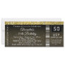 50th Birthday Party Invitation Goldtone Ticket