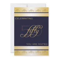 50th Birthday Party Invitation in Blue invitation
