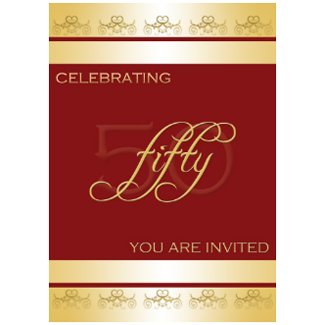 50th Birthday Party Invitation in Red invitation