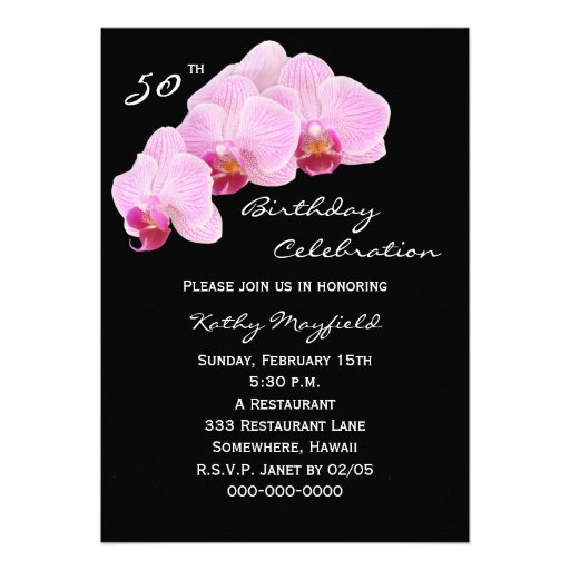 50th Birthday Party Invitation -- Orchids