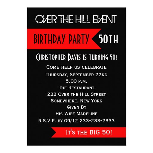 50th Birthday Party Invitation - Over the Hill