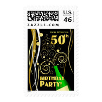 50th Birthday Party Invitation Postage Stamps