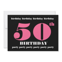 50th Birthday Party Invitation Template Pink Black