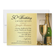 50th Birthday Party Invitations - Champagne Gold invitation