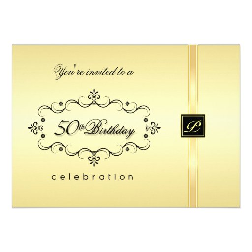 50th Birthday Party Invitations - Champagne Gold