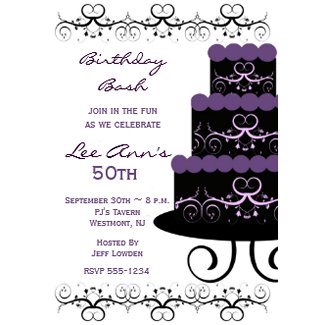 50th Birthday Party Invitations In Purple Swirl invitation