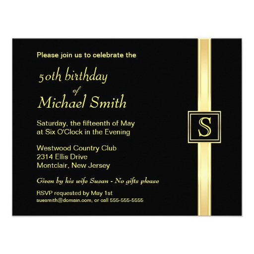 50th Birthday Party Invitations - Manly Monogram