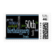 50th Birthday Party Invite Postage Stamps stamp