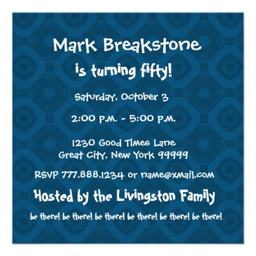 50th Birthday Party Modern Blue and White V474 Personalized Invite