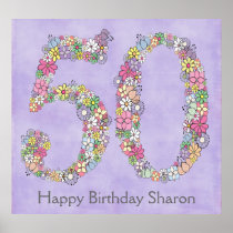 50th Birthday Party Number Banner Poster (Large)