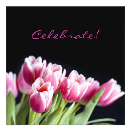 50th Birthday Party Pink Tulip Invitation