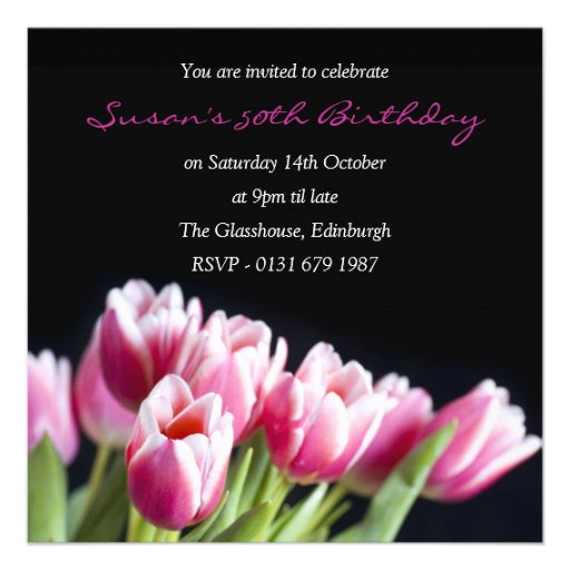 50th Birthday Party Pink Tulip Invitation