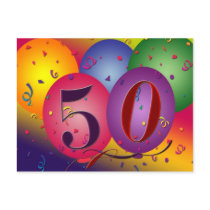 50th birthday party postcard invites