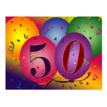 50th birthday party postcard invites
