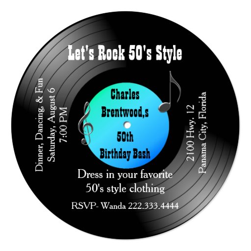 50th Birthday Party Record Invitation | Zazzle