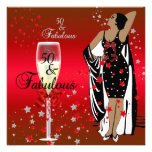 50th Birthday Party Retro Diva Art deco Red Black Invitations
