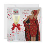 50th Birthday Party Retro Diva Art deco Red White Announcement