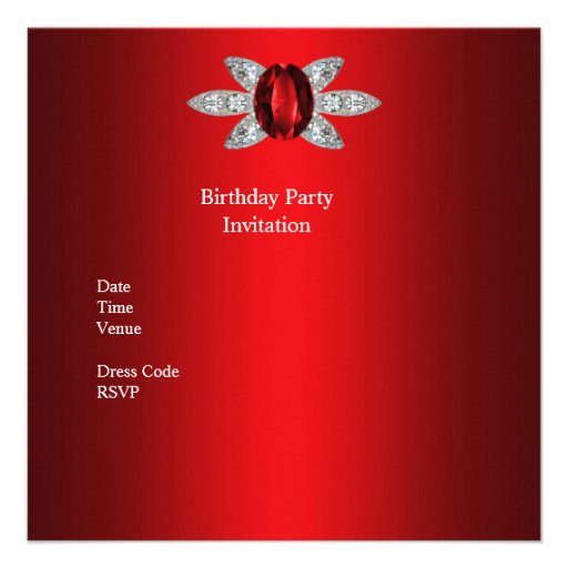 50th Birthday Party Rich Red Silk Diamond Jewel Announcement