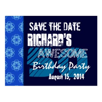 50th Birthday Party Save the Date Blue Midnight Post Card