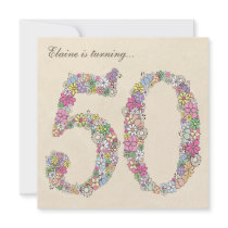 50th Birthday Party Spring Blooms Custom Invites
