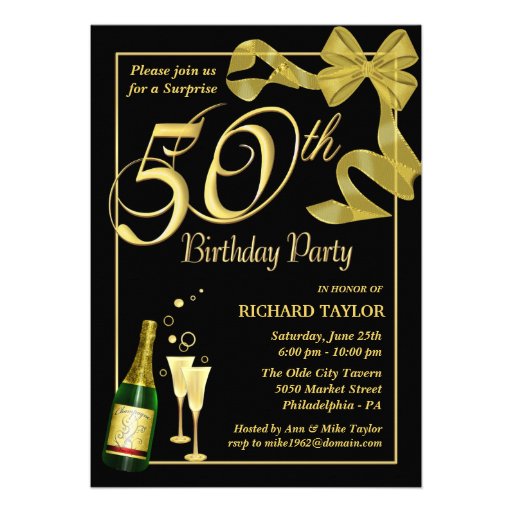 50th Birthday Party - Surprise Party Invitations 5" X 7" Invitation