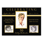 50th Birthday Party Tri Photo Invitations invitations