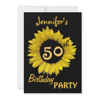 50th Birthday Party Yellow Sunflower invitation