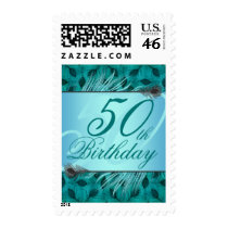 50th birthday peacock postage