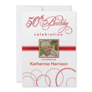 50th Birthday Photo Invitations - with Monogram invitation