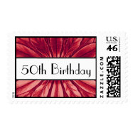 50th Birthday - Red Flower Petals stamp