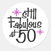 50th Birthday Round Sticker