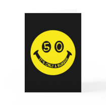 50th birthday Smiley Face, It's only a number! cards