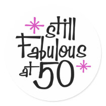 50th Birthday Round Sticker