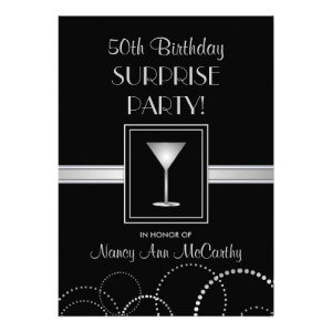 50th Birthday Surprise Party Elegant Invitations