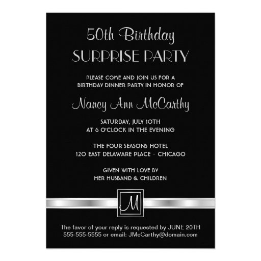 50th Birthday Surprise Party Elegant Invitations