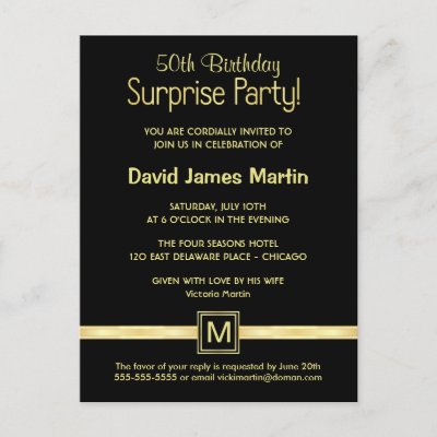Surprise Birthday Party Invitations on 50th Birthday Surprise Party   Sample Invitations Postcards From